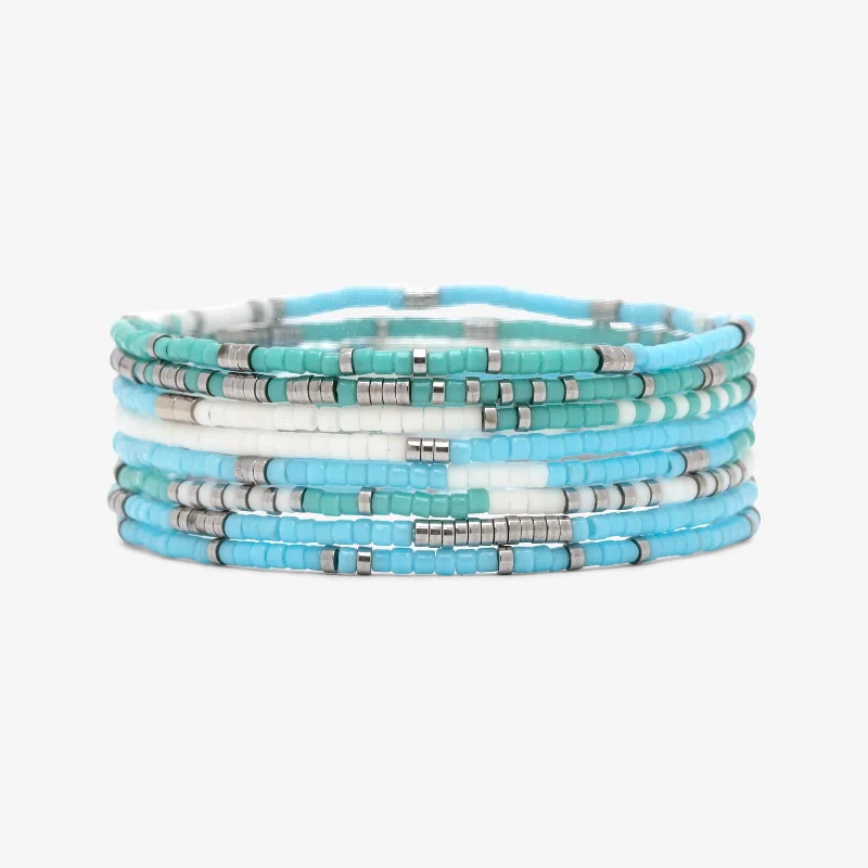 Ladies bracelets prime sparkle -Seafoam Dream Stretch Bracelet Set of 8