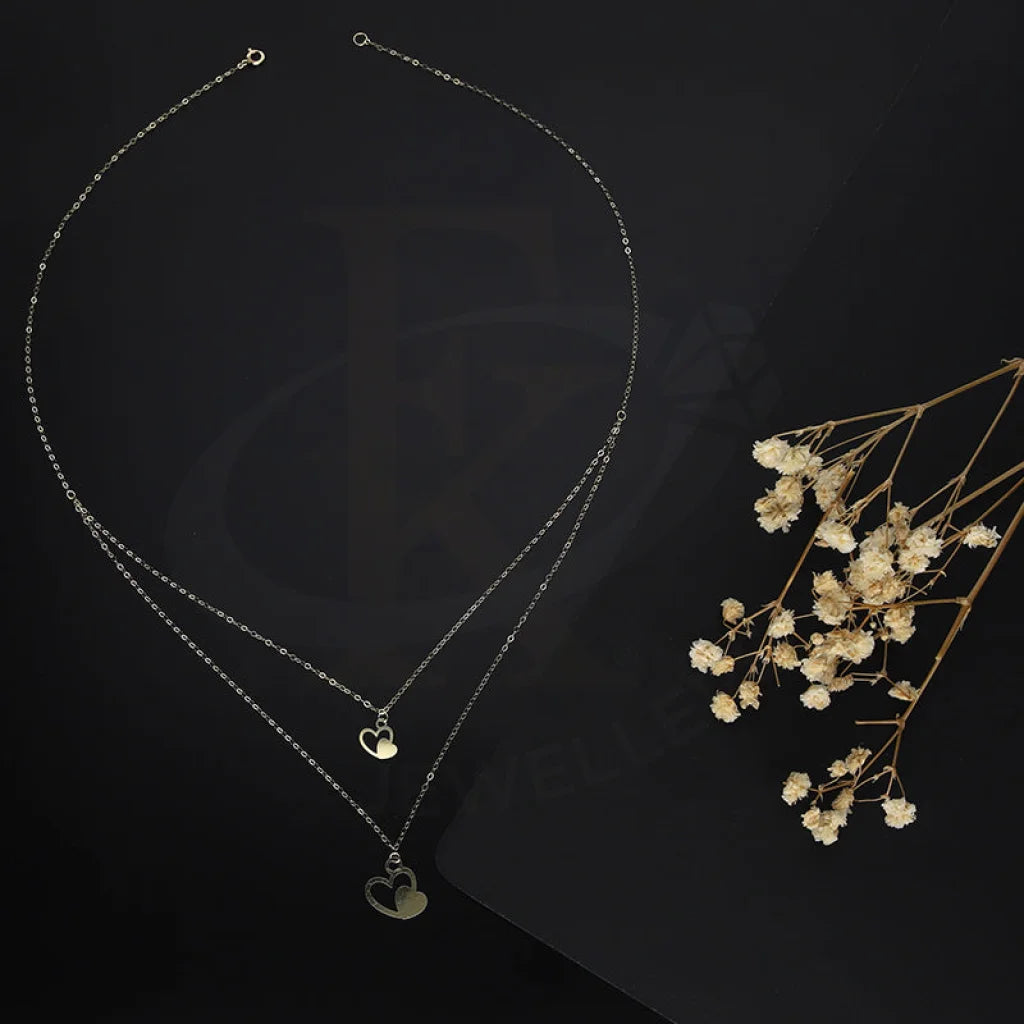 Ladies necklaces ageless radiance -Gold Double Twin Hearts Necklace 18KT - FKJNKL18KM5300