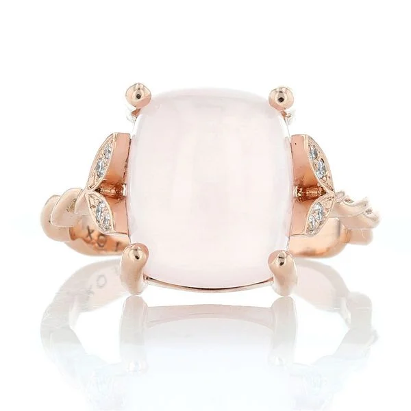 ladies rings flower-Rose Quartz Vine Ring