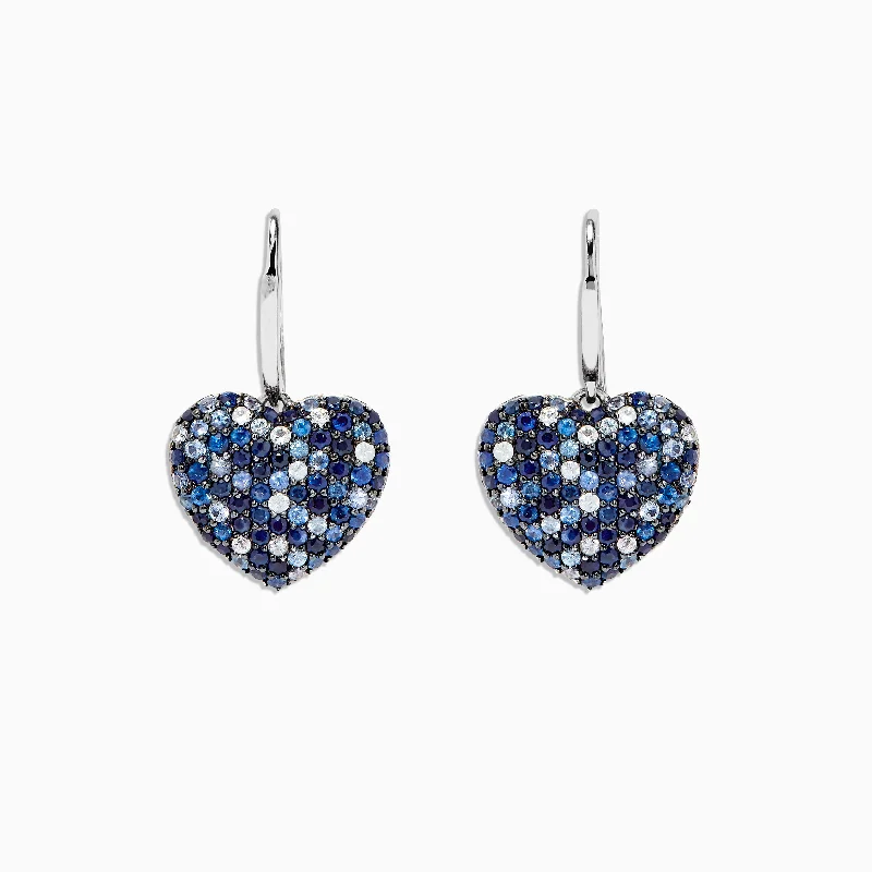 ladies earrings sleek-925 Splash Sapphire Heart Earrings