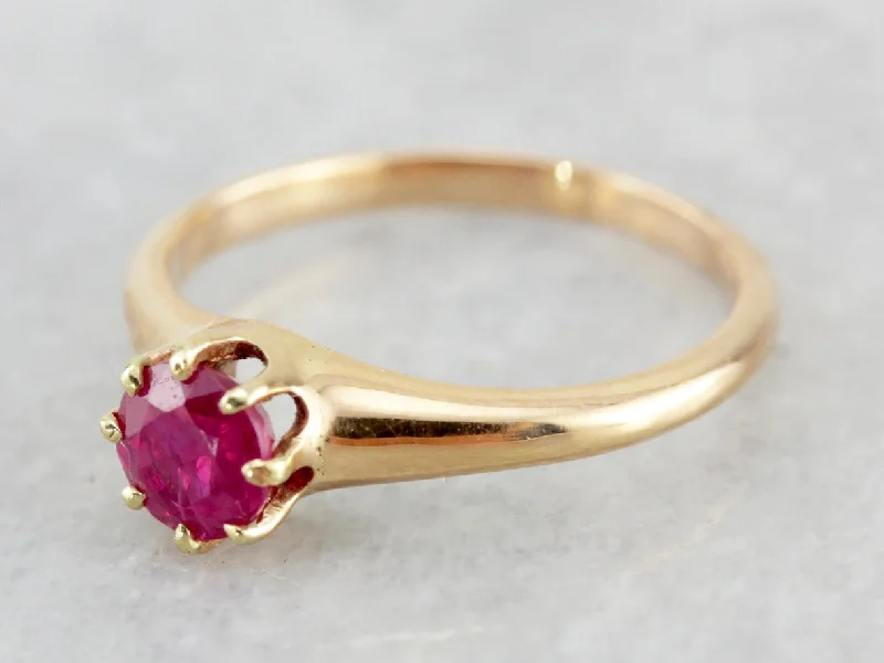 promise engagement rings -Victorian Pink Sapphire Solitaire Engagement Ring