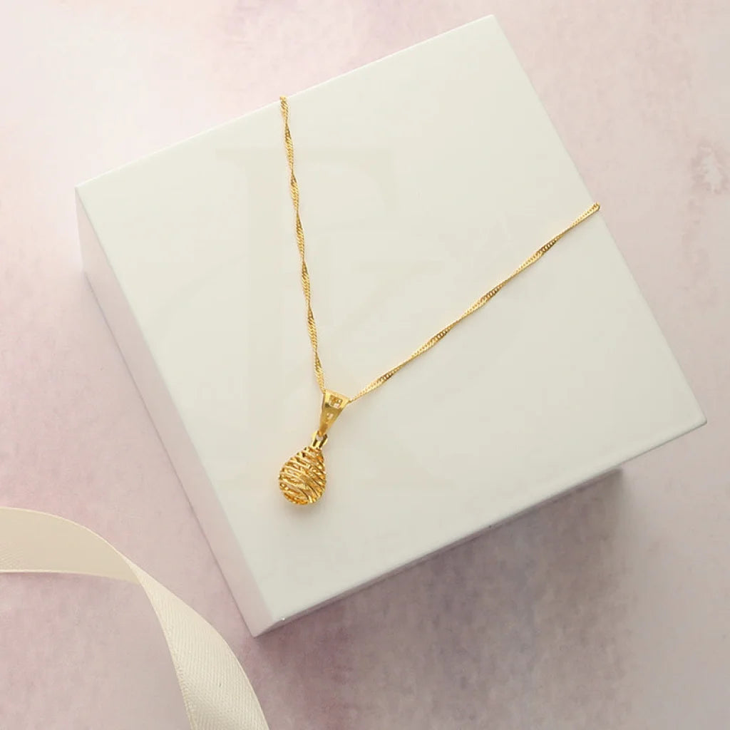 Ladies necklaces own shine -Gold Necklace (Chain with Pear Shaped Pendant) 21KT - FKJNKL21KM5012