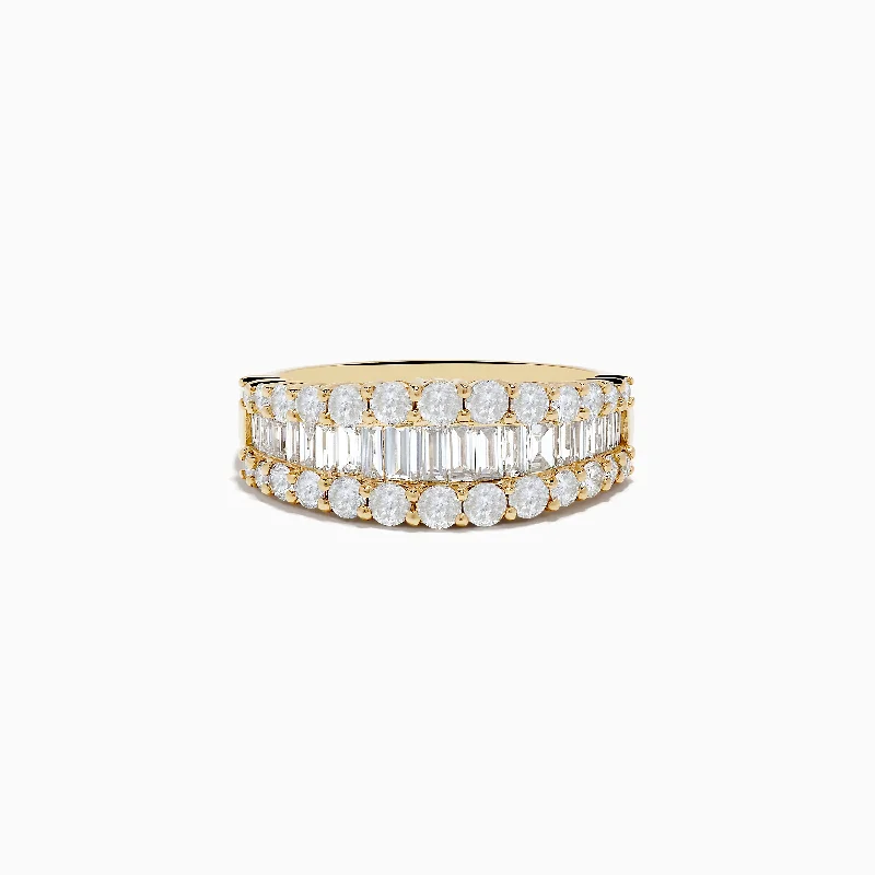 ladies rings thick-D'oro 14K Yellow Gold Diamond Band Ring 1.55 TCW