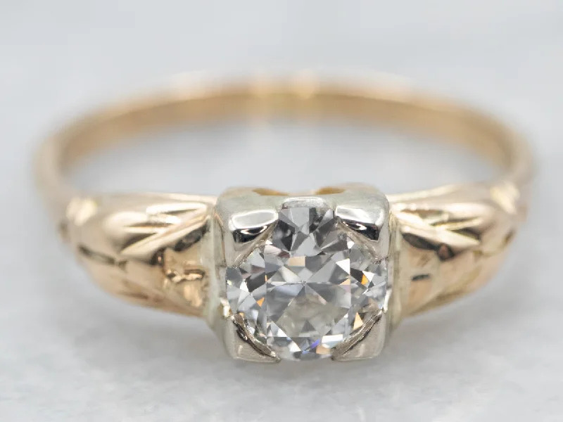 solitaire engagement rings -Antique 1930's Diamond Engagement Ring