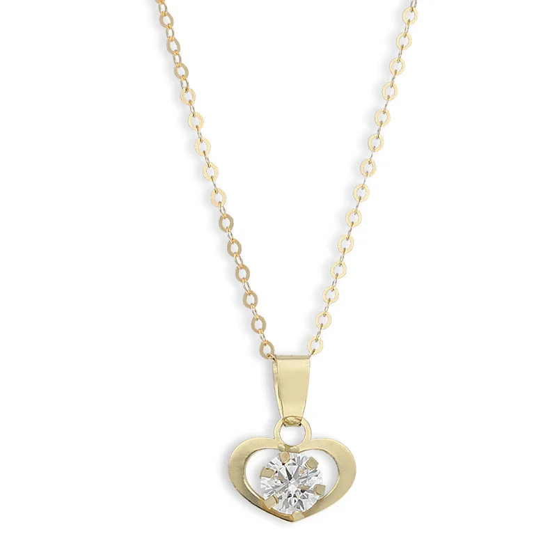 Ladies necklaces gaze radiance -Gold Necklace (Chain with Heart Shaped Pendant) 18KT - FKJNKL18K8838