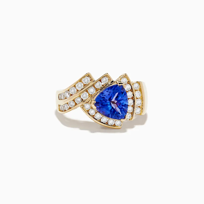 ladies rings prong-Nahla Siri 14K Yellow Gold Tanzanite and Diamond Ring