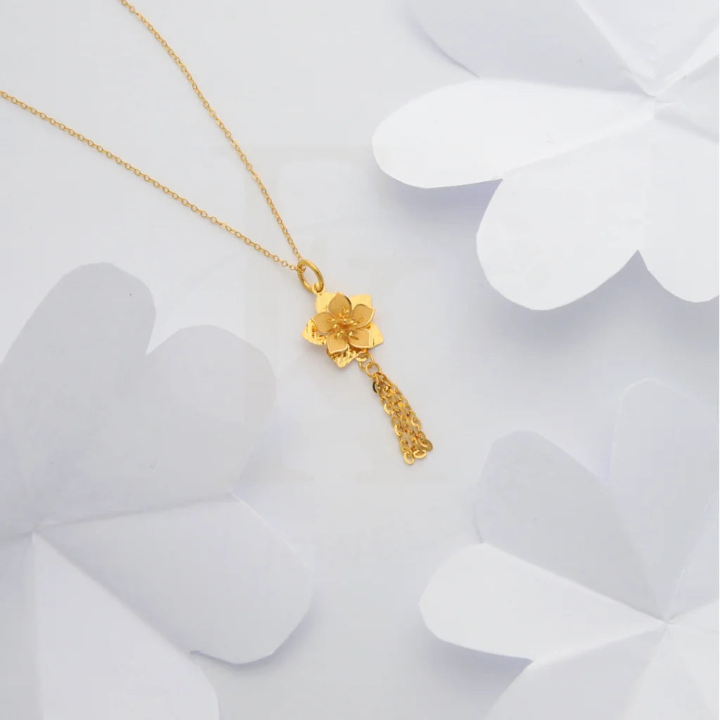 Ladies necklaces ice glow -Gold Necklace (Chain with Floral Style Pendant) 21KT - FKJNKL21KM8438