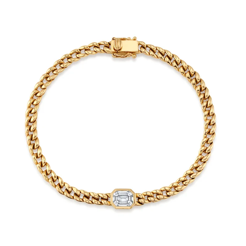 Ladies bracelets trio charm -Curb Link Diamond Bracelet