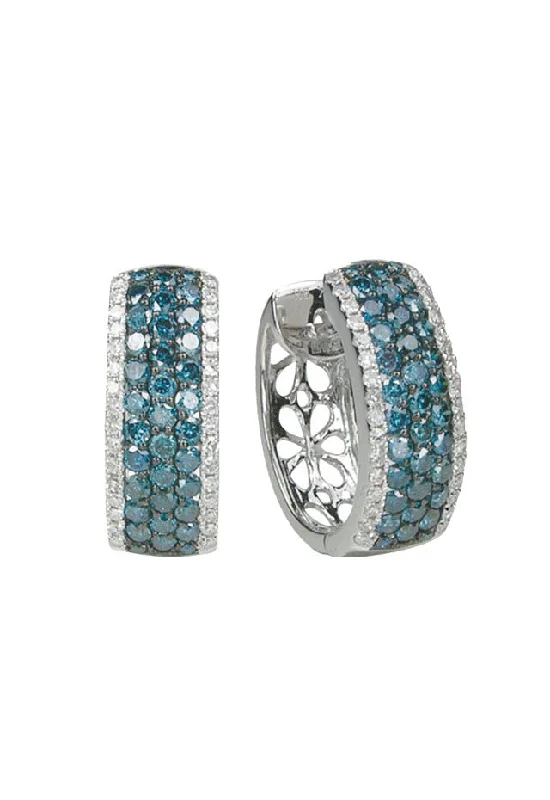 ladies earrings patterned-Bella Bleu 14K White Gold Blue and White Diamond Earrings, 1.30 TCW