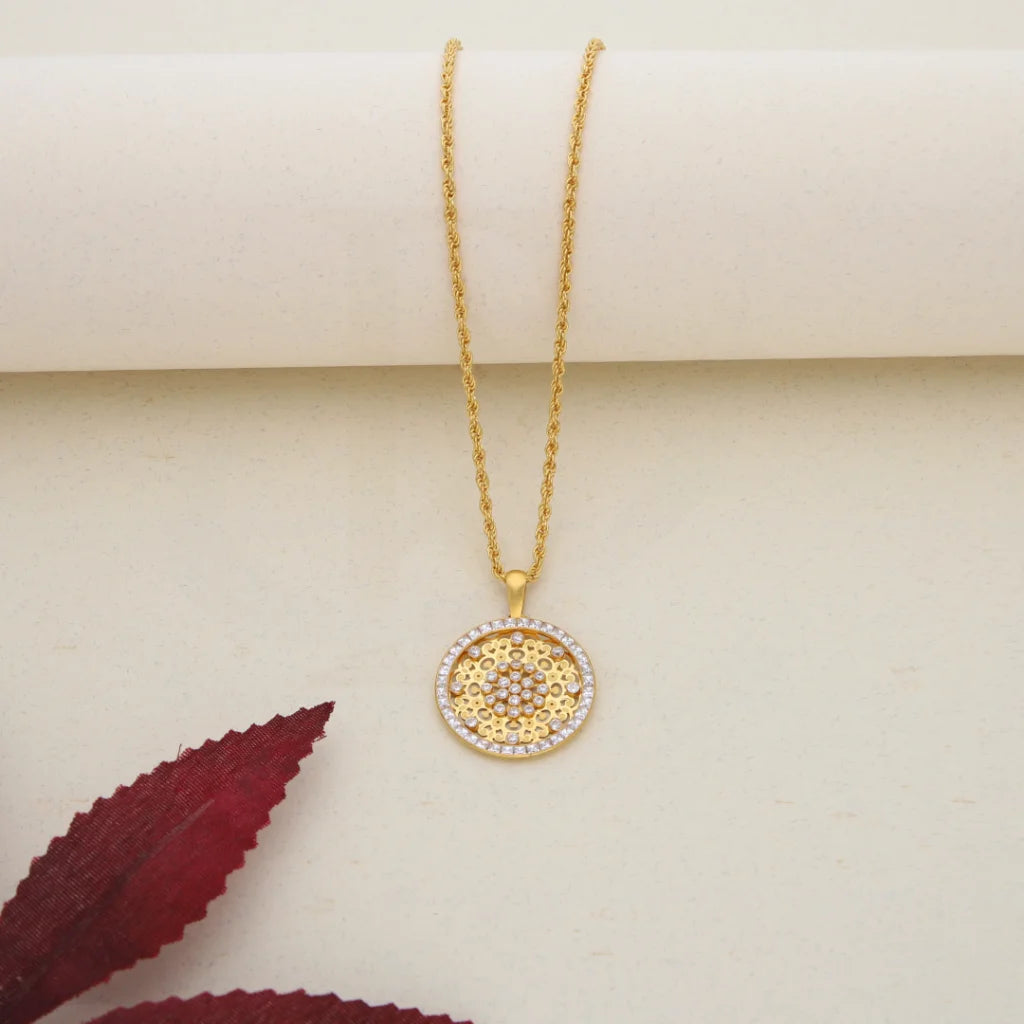 Ladies necklaces grain shine -Gold Necklace (Chain with Gold Dual Tone Pendant) 21KT - FKJNKL21K7704