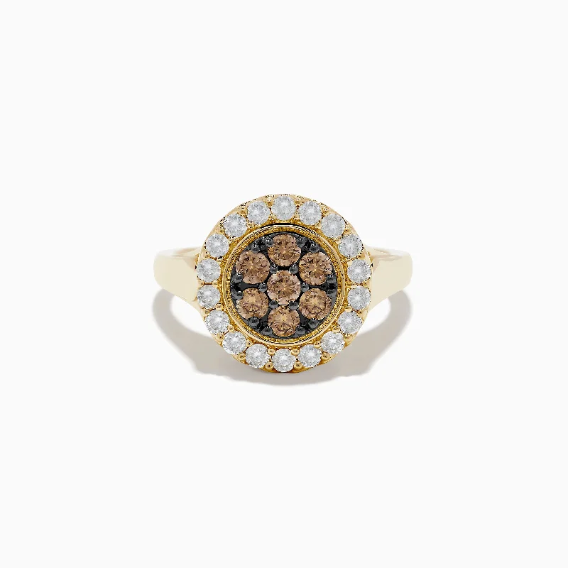 ladies rings party-14K Yellow Gold Espresso and White Diamond Ring