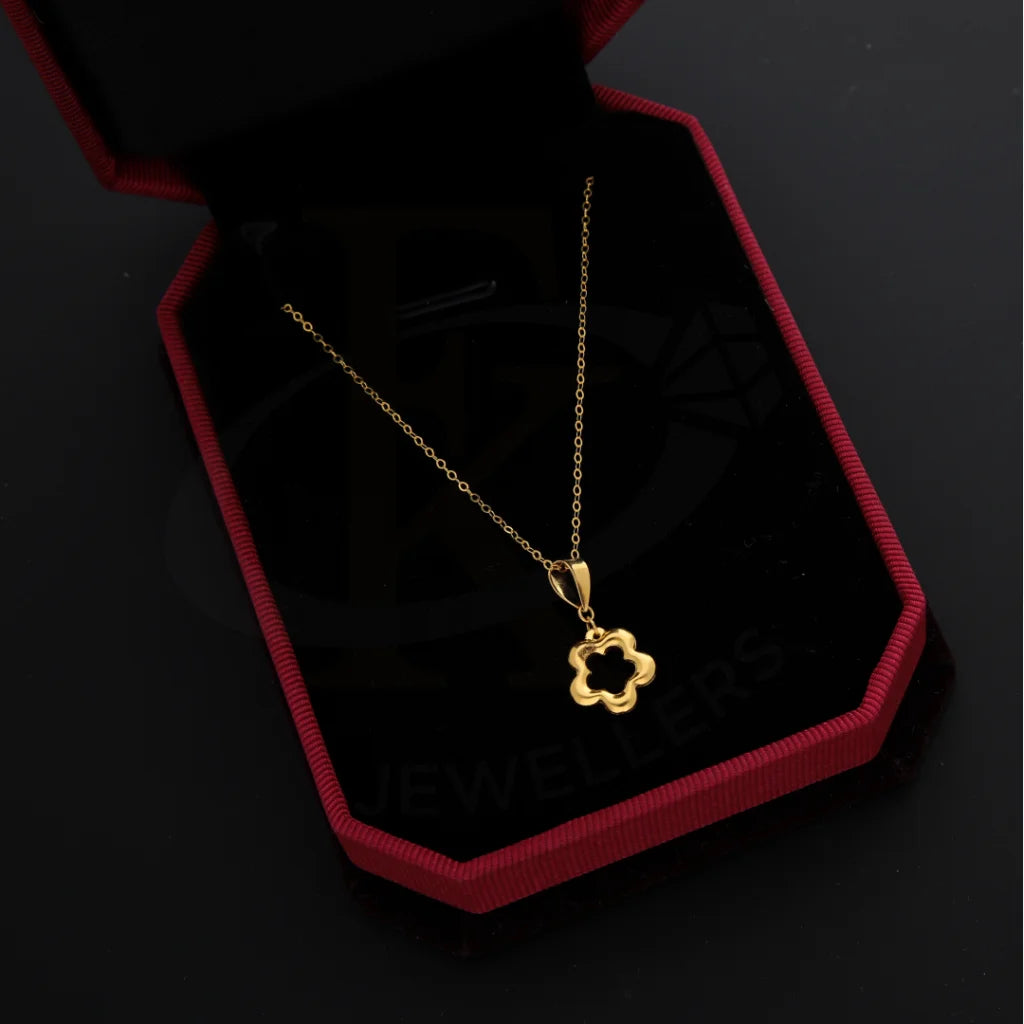 Ladies necklaces rugged glow -Gold Necklace (Chain With Hollow Flower Shaped Pendant) 21KT - FKJNKL21KM8676