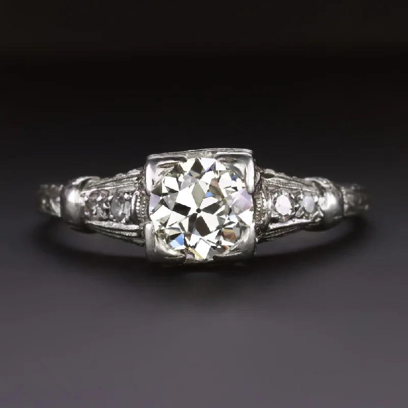 matching engagement rings -OLD EUROPEAN CUT DIAMOND ENGAGEMENT RING J-K VS1 VINTAGE PLATINUM CLASSIC 2/3ct