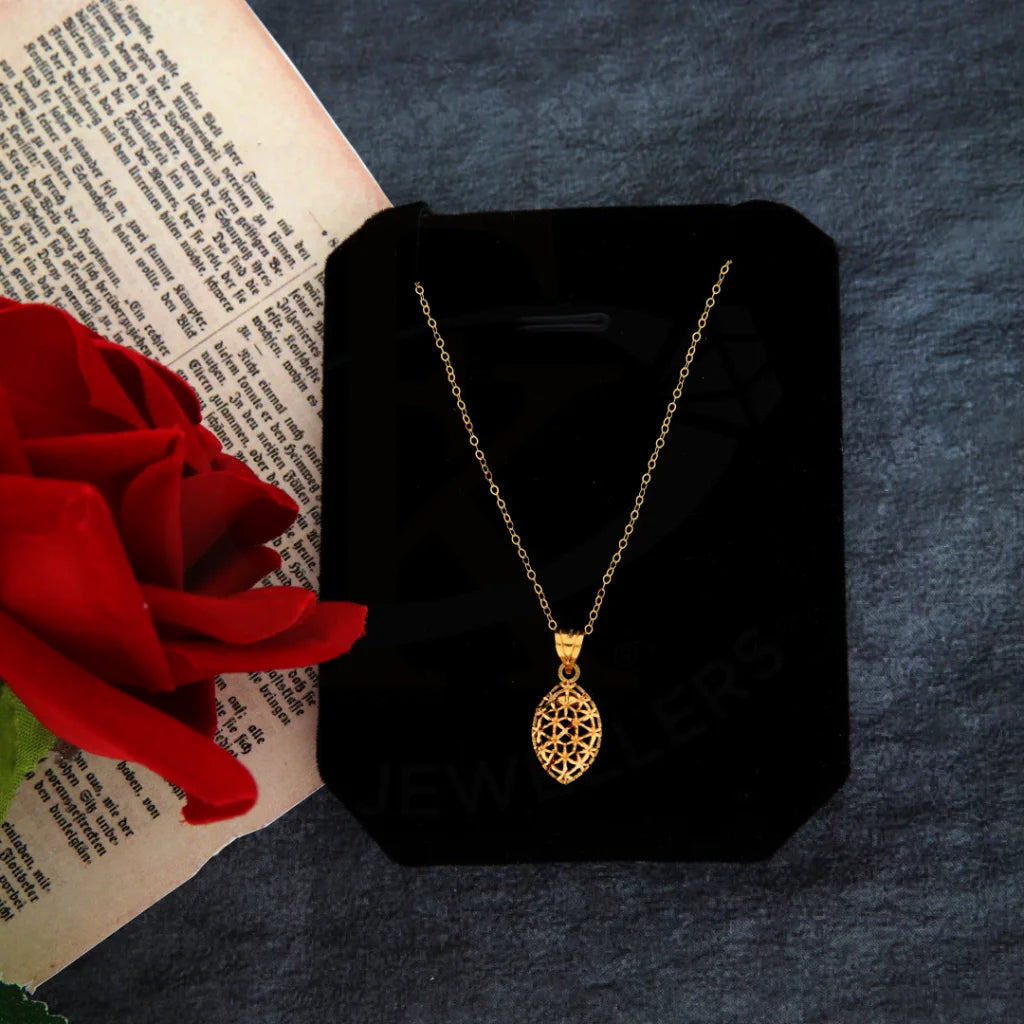 Ladies necklaces pair radiance -Gold Necklace (Chain with SagaTear Drop Pendant) 21KT - FKJNKL21KM8395