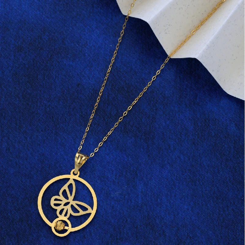 Ladies necklaces date radiance -Gold Necklace (Chain Butterfly in Circle Pendant) 21KT - FKJNKL21KM9571