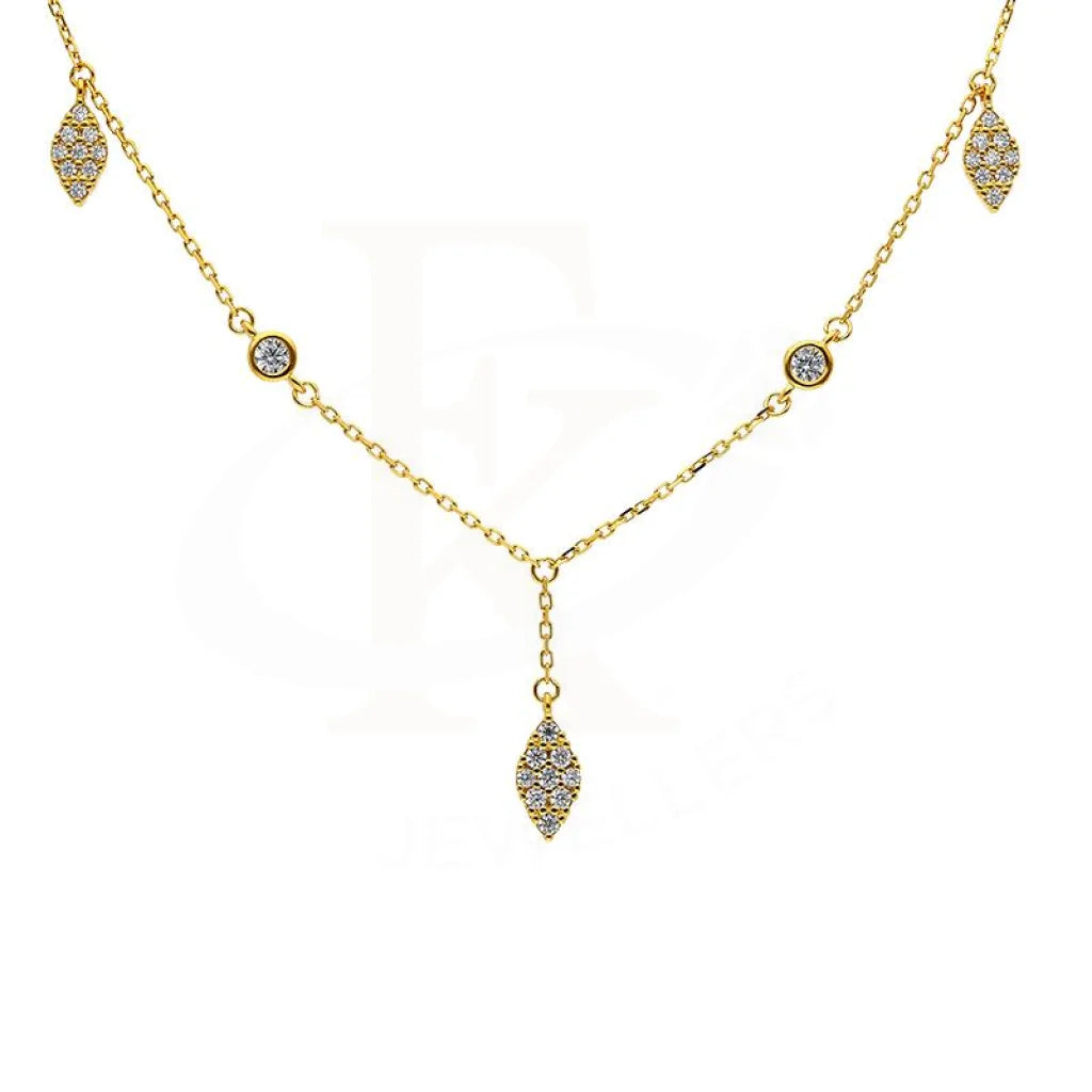 Ladies necklaces lapis charm -Sterling Silver 925 Gold Plated Marquise Shaped Necklace - FKJNKLSL2913