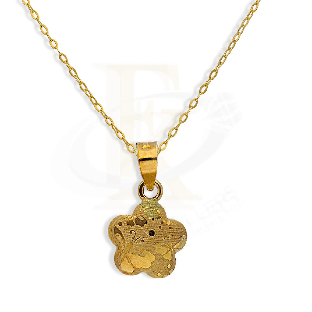 Ladies necklaces hematite shine -Gold Necklace (Chain With Flower Pendant) 18KT - FKJNKL18K3121