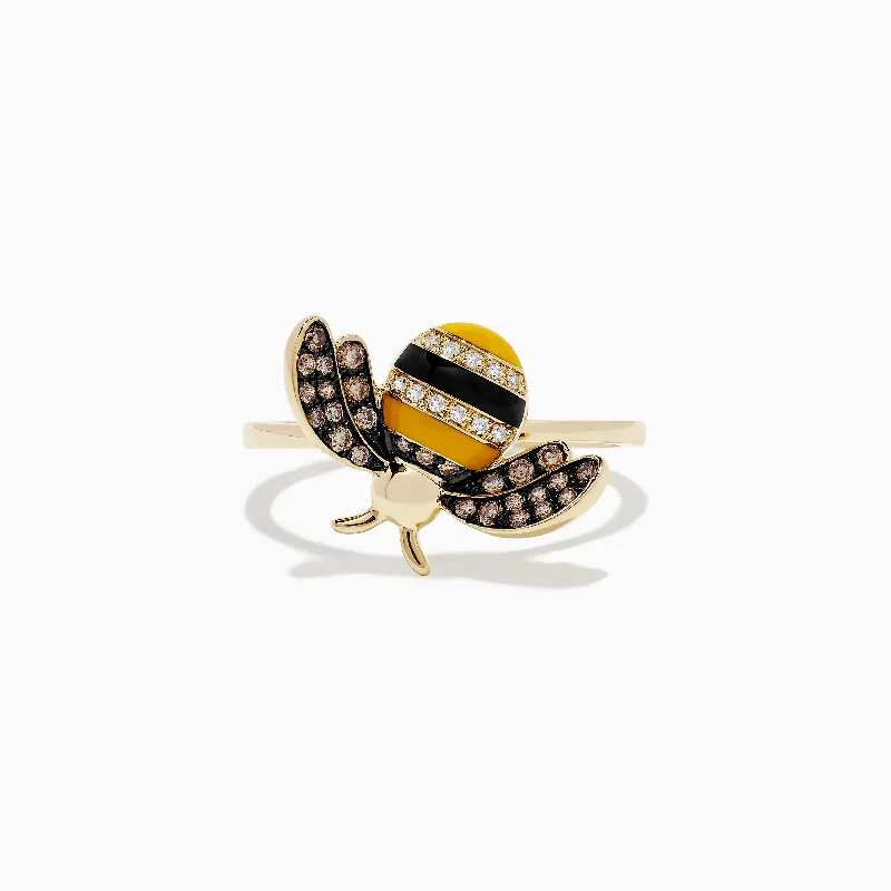 Safari 14K Yellow Gold Diamond and Enamel Bee Ring