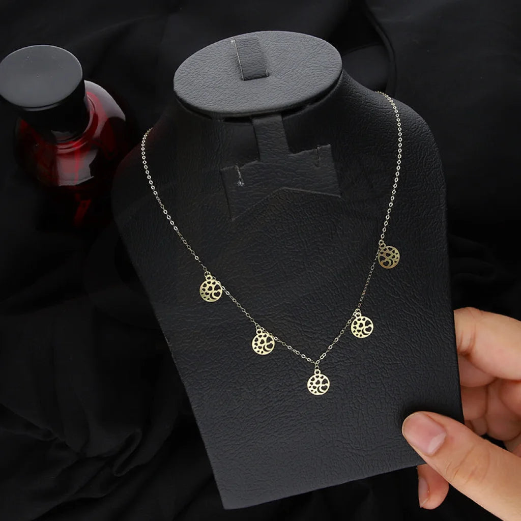 Ladies necklaces prime sparkle -Gold Round Shaped with Hearts Necklace 18KT - FKJNKL18K5345