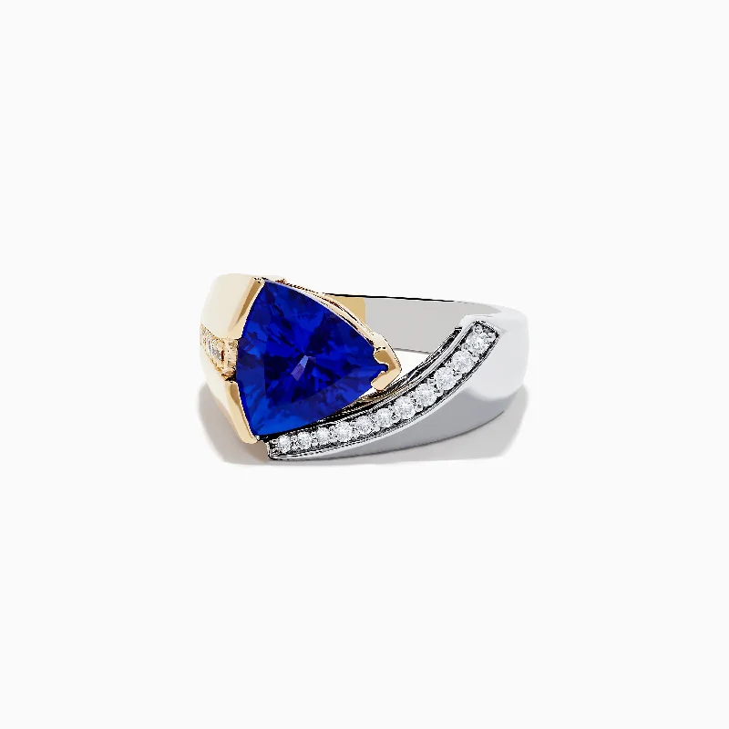 ladies rings tension-Nahla Siri 14K Two-Tone Gold Tanzanite and Diamond Ring