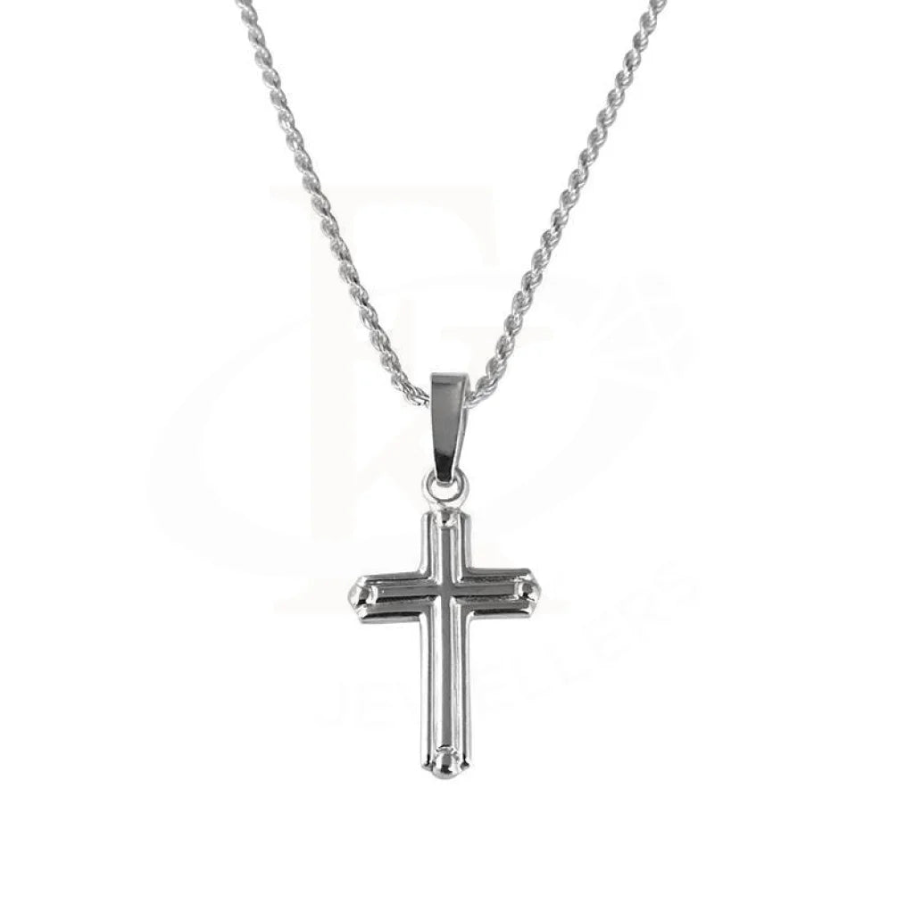 Ladies necklaces frame charm -Sterling Silver 925 Necklace (Chain with Cross Pendant) - FKJNKL1706