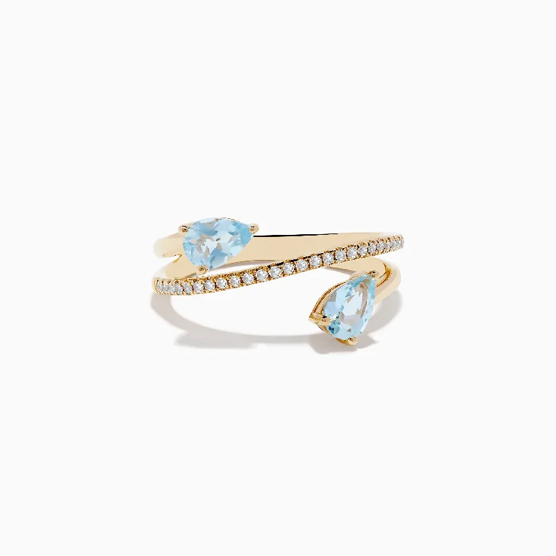 ladies rings near me-Aquarius 14K Yellow Gold Aquamarine and Diamond Ring