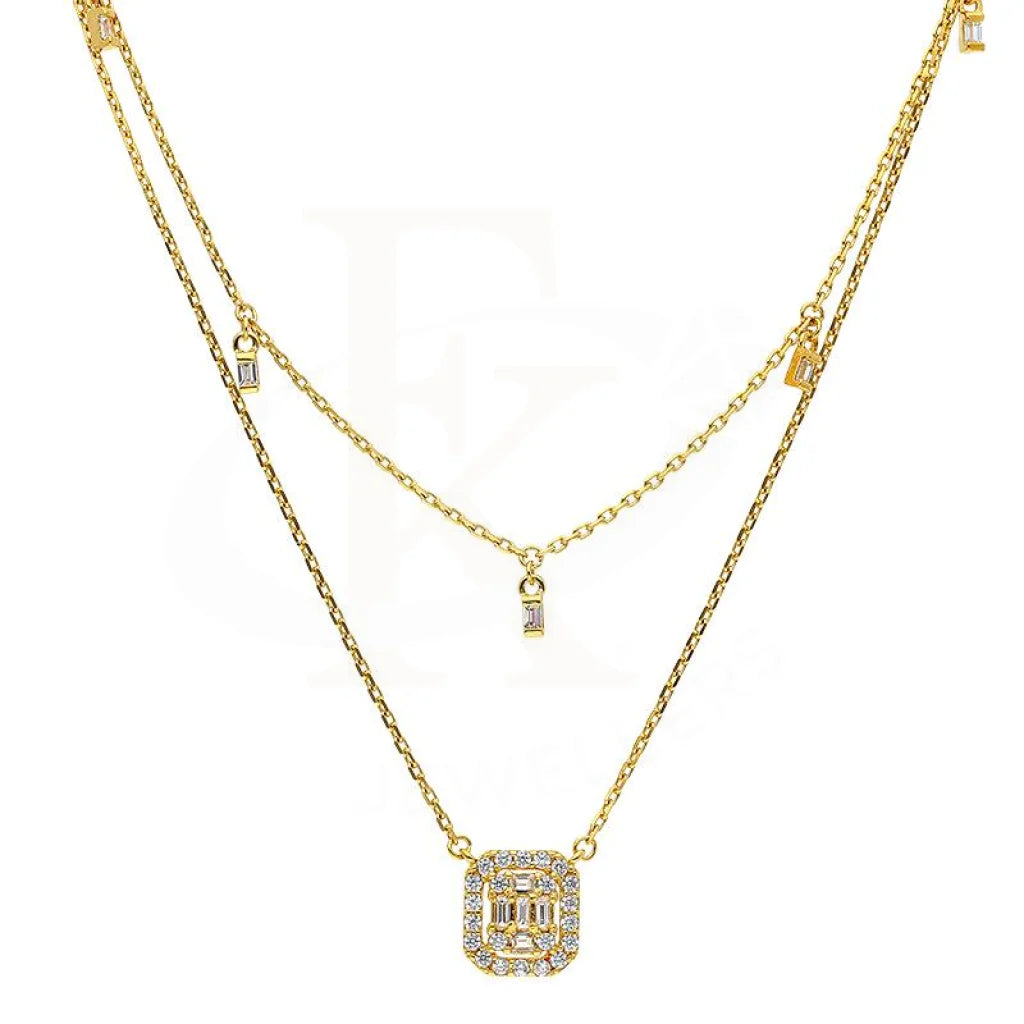 Ladies necklaces pure gem glow -Sterling Silver 925 Gold Plated Solitaires Necklace - FKJNKLSL2903