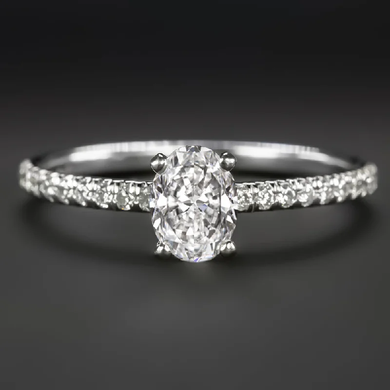 thin band engagement rings -1 CARAT OVAL SHAPE DIAMOND ENGAGEMENT RING CERTIFIED D SI1 PLATINUM NATURAL 1ct