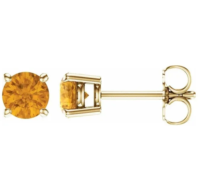 ladies earrings white-14KT GOLD 0.80 CARAT ROUND CITRINE EARRINGS