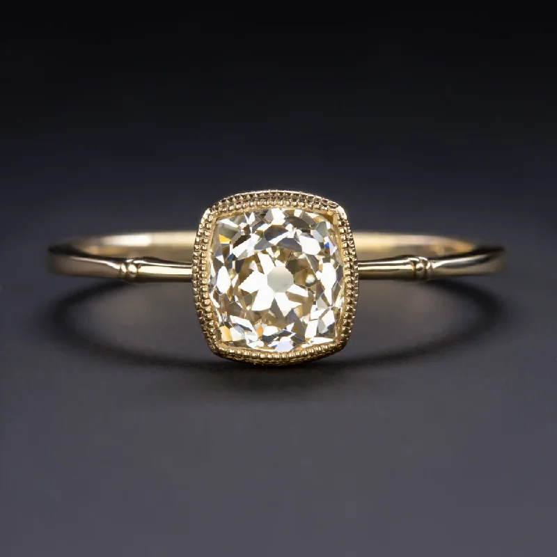 dainty engagement rings -1.27ct L-M VS2 OLD MINE CUT DIAMOND ENGAGEMENT RING VINTAGE STYLE SOLITAIRE GOLD