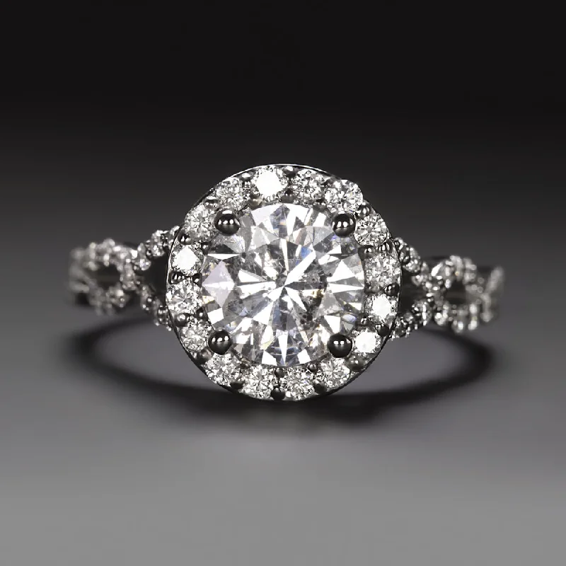 celestial engagement rings -2.09ct NATURAL DIAMOND COCKTAIL RING VERY GOOD ROUND CUT HALO ENGAGEMENT 2ct