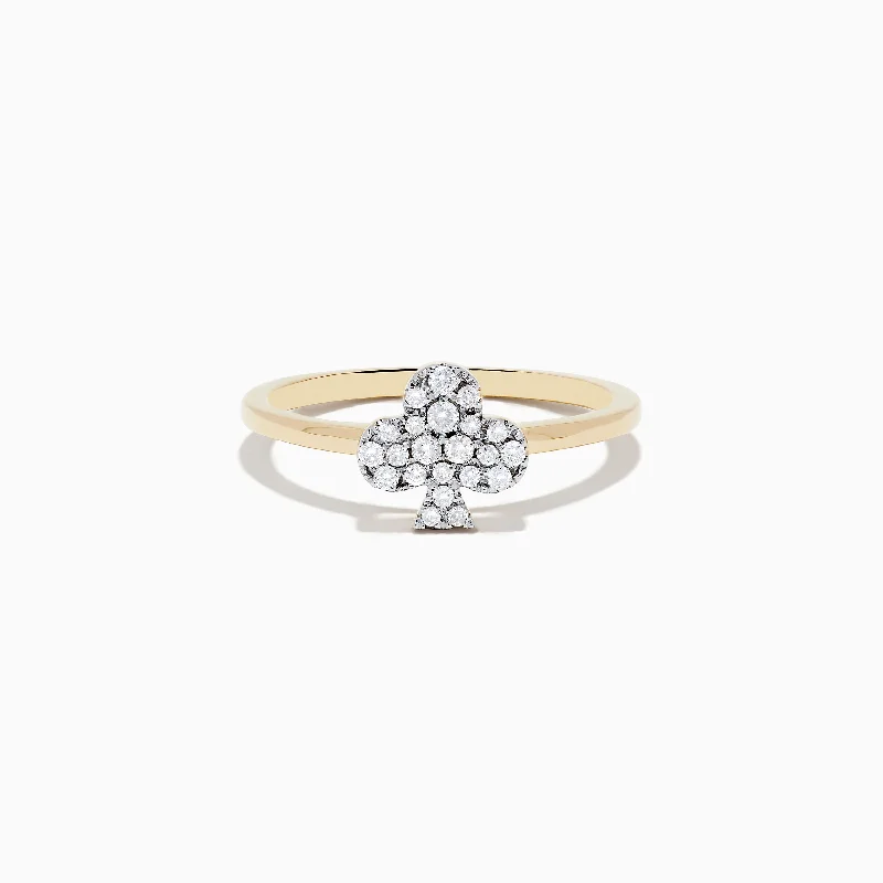 ladies rings halo-Casino 14K Yellow Gold Diamond Clubs Suit Ring