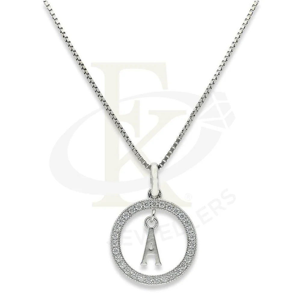 Ladies necklaces smoky charm -Sterling Silver 925 Necklace (Chain with Round Shaped Alphabet Pendant) - FKJNKLSL2277