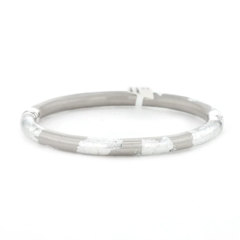 Ladies bracelets hand sparkle -Silver & Enamel Bangle Bracelet