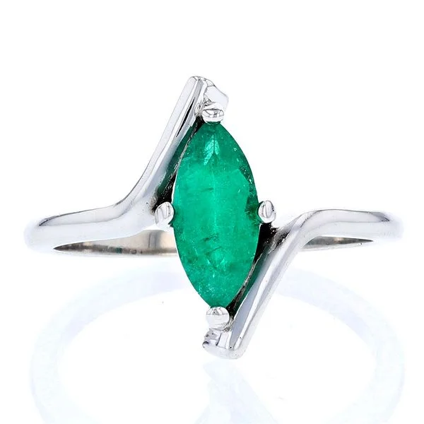 ladies rings outdoor-Emerald Bypass Ring