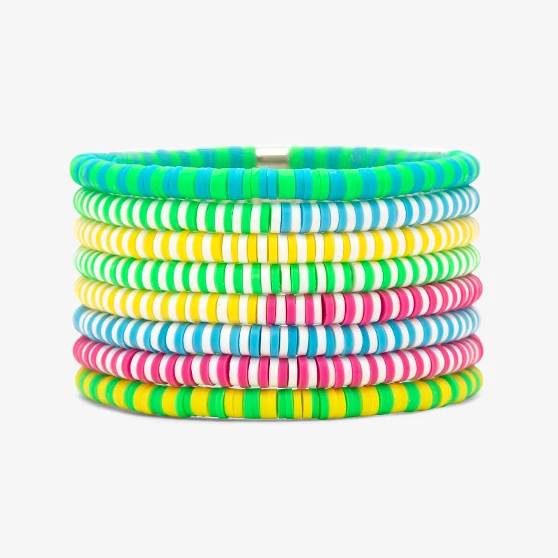 Ladies bracelets old charm -Neon Daze Stretch Bracelet Set of 8