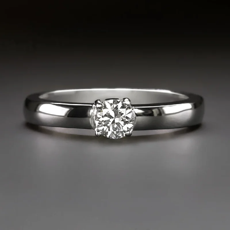 vintage engagement rings -OLD CUT DIAMOND ENGAGEMENT RING 0.30ct F VS2 18k WHITE GOLD VINTAGE SOLITAIRE