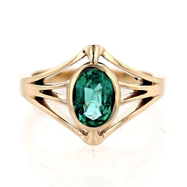 ladies rings matte-Art Deco Emerald Fan Ring