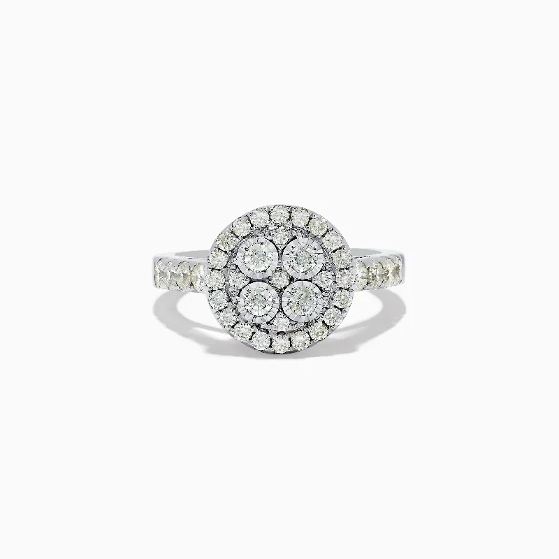 ladies rings everyday wear-14K White Gold Diamond Cluster Ring