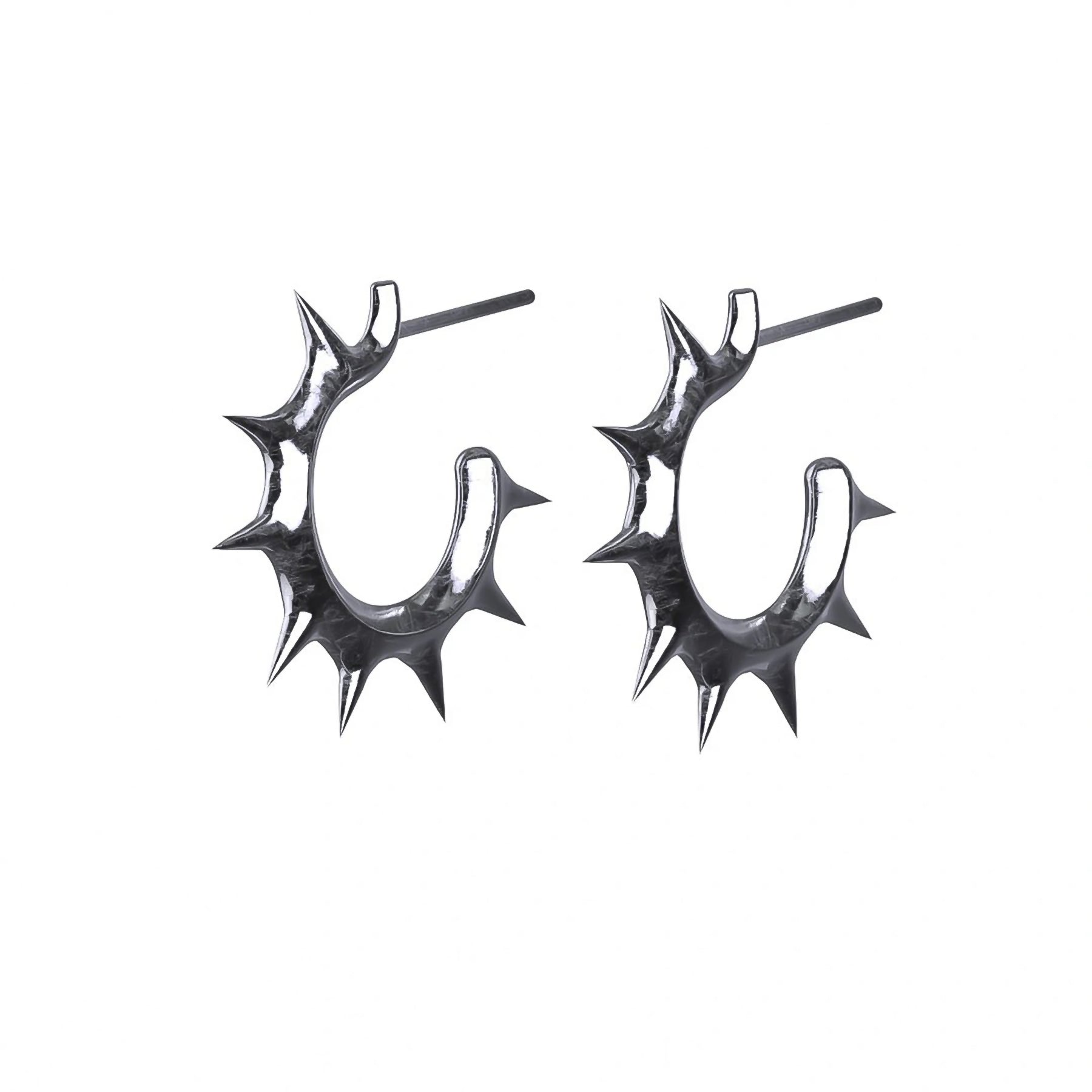 ladies earrings trendy-SPIKED OPEN HOOP EARRING