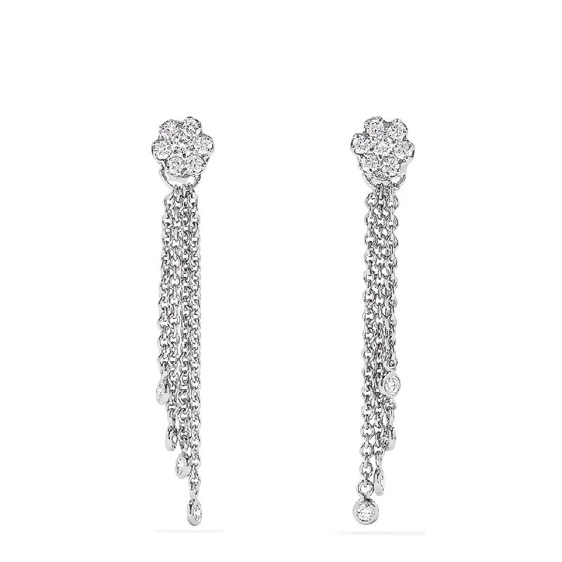 ladies earrings spring-Bouquet 14K White Gold Diamond Tassel Earrings, 0.53 TCW