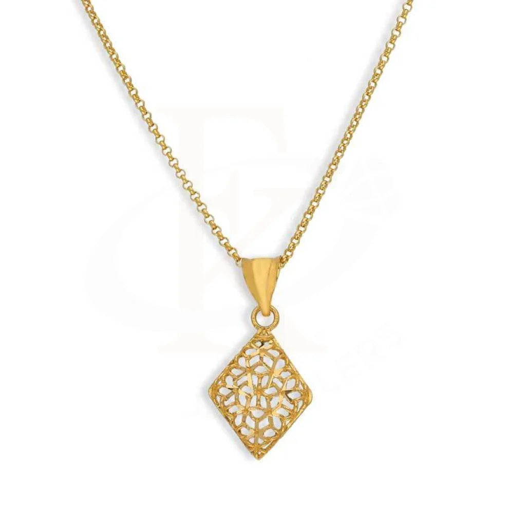 Ladies necklaces duo glow -Gold Necklace (Chain with Rhombus Shaped Pendant) 21KT - FKJNKL21K3074