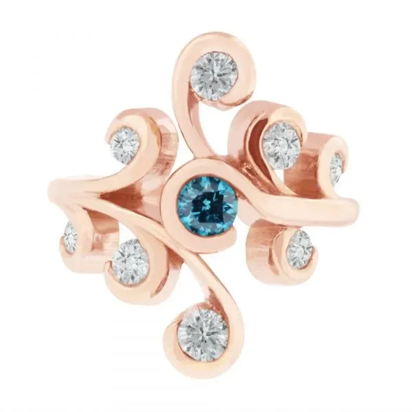 ladies rings organizer-Swirling Blue Diamond Ring