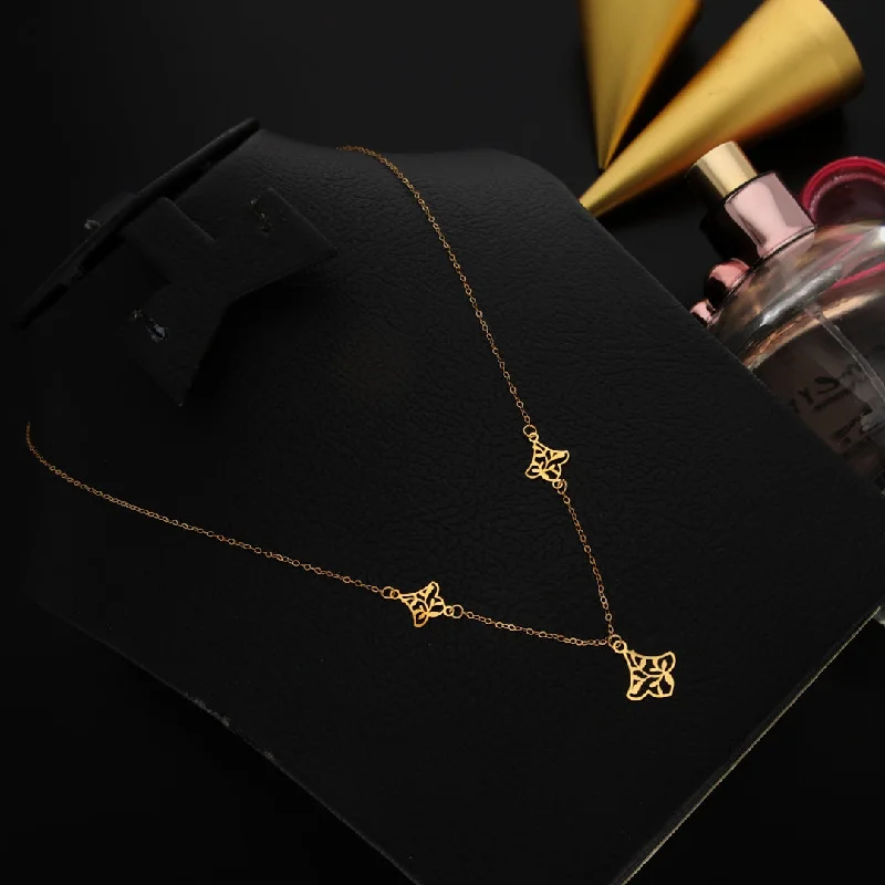 Ladies necklaces kind radiance -Gold Classy Leaf Shaped Necklace 21KT - FKJNKL21KM9802