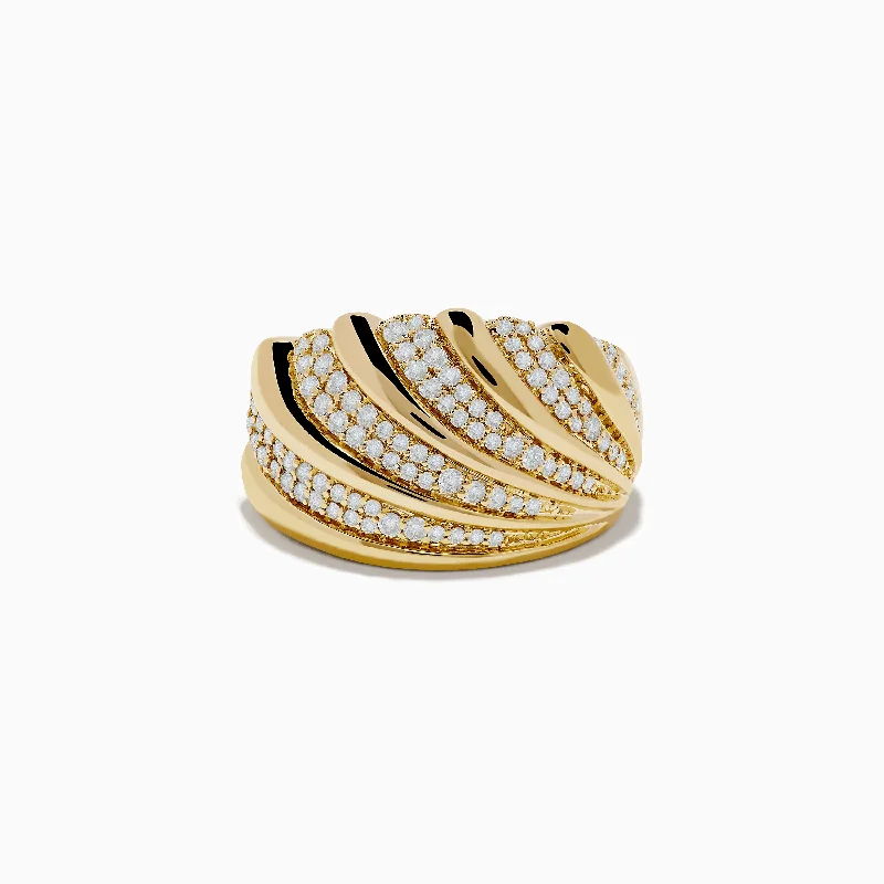 ladies rings spiritual-D'Oro 14K Yellow Gold Shell Diamond Ring