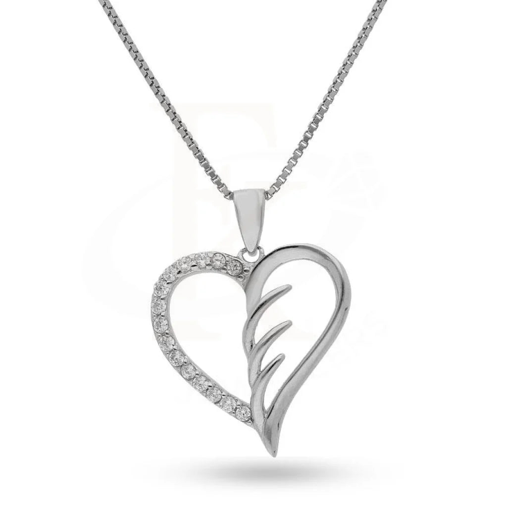 Ladies necklaces queen shine -Sterling Silver 925 Necklace (Chain with Heart Pendant) - FKJNKLSL2157