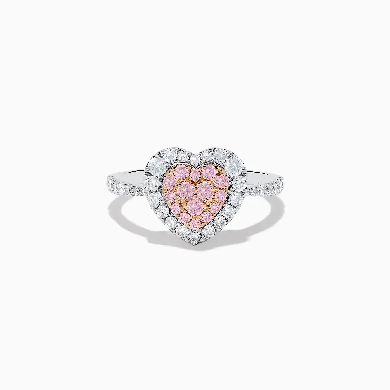 ladies rings couple-Novelty 18K Two Tone Gold Pink and White Diamond Heart Ring