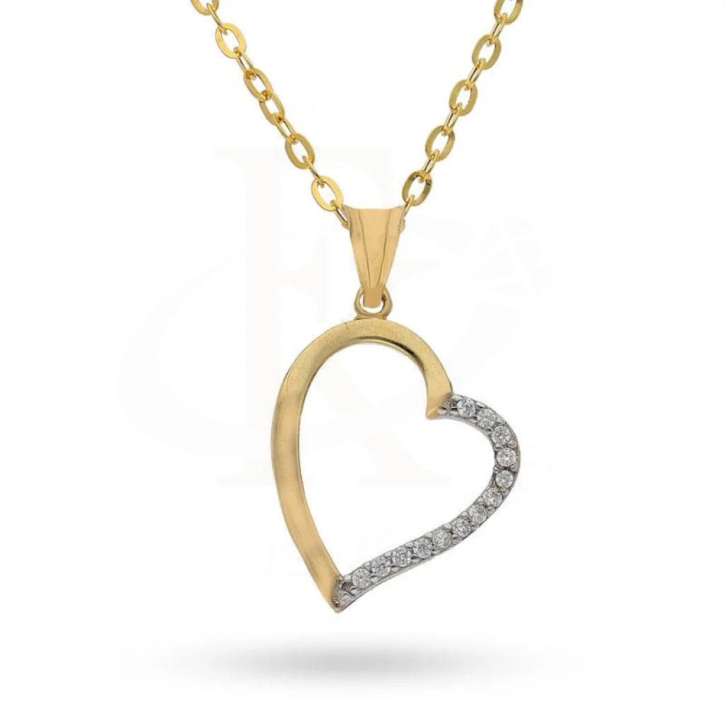 Ladies necklaces hand sparkle -Gold Necklace (Chain with Heart Pendant) 18KT - FKJNKL1206