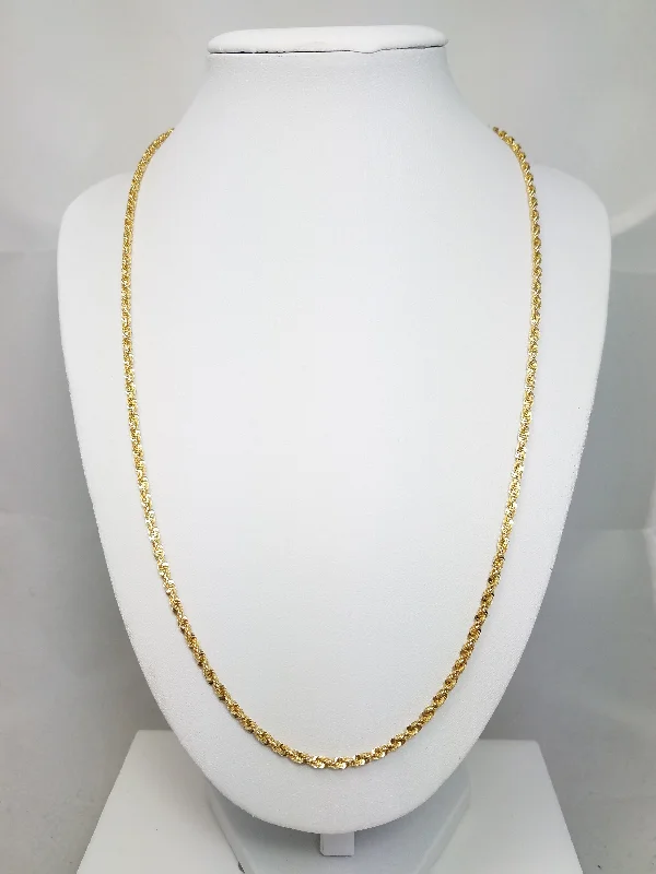 Ladies necklaces clan charm -22" 13k Solid Yellow Gold Sparkle Chain Necklace