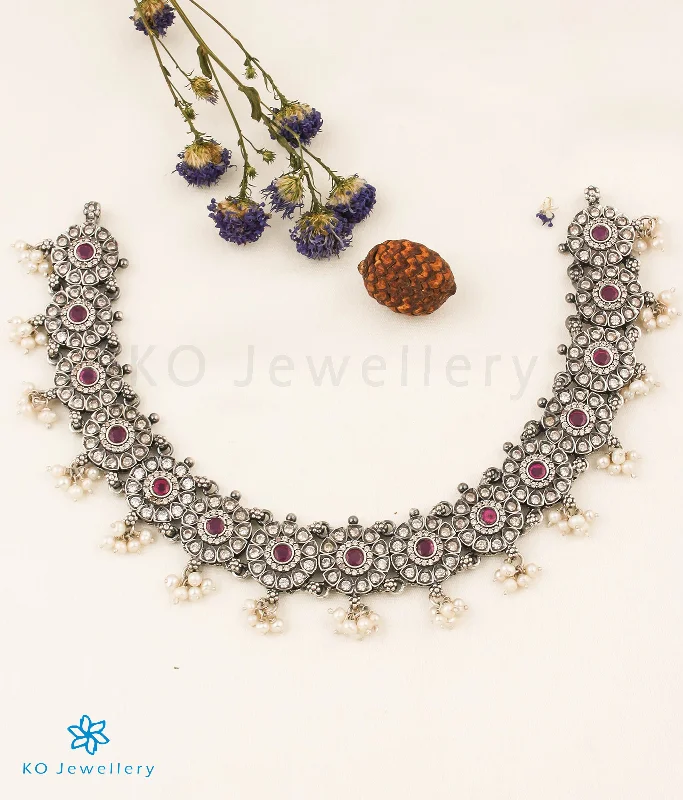 Ladies necklaces art glow -The Aadhya Silver Necklace (Oxidised)